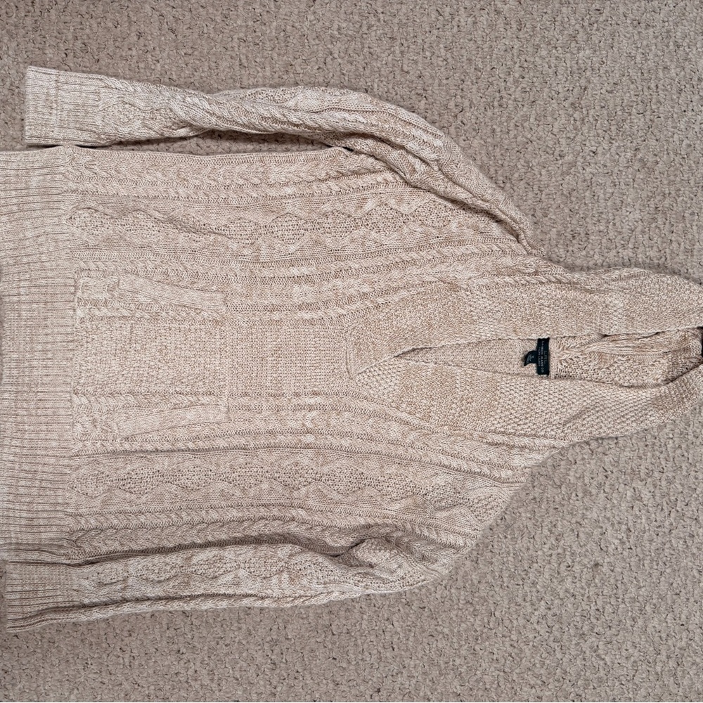 Lauren Ralph Lauren Tan Cable Knit Hooded Sweater